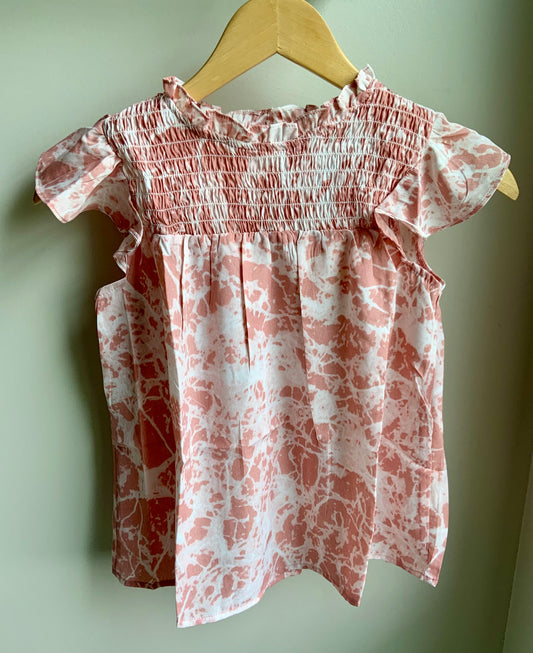 Mauve Smock Necked Tie Dye Blouse