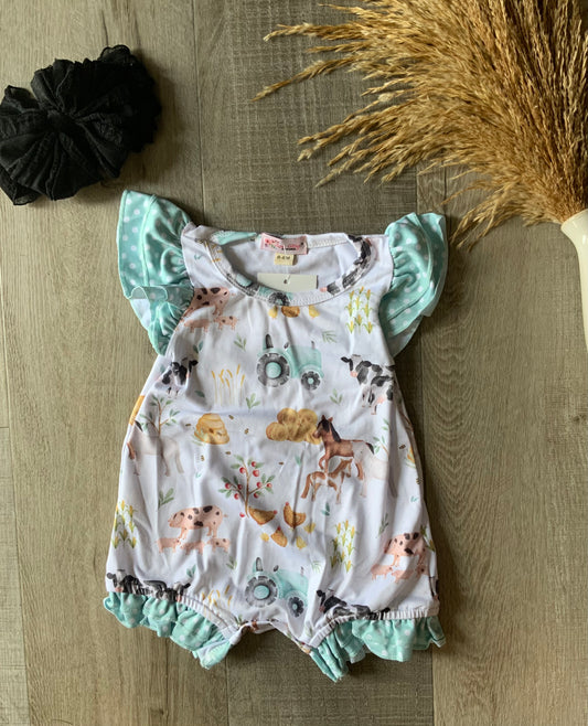 Summer Farm Yard Ruffle Romper