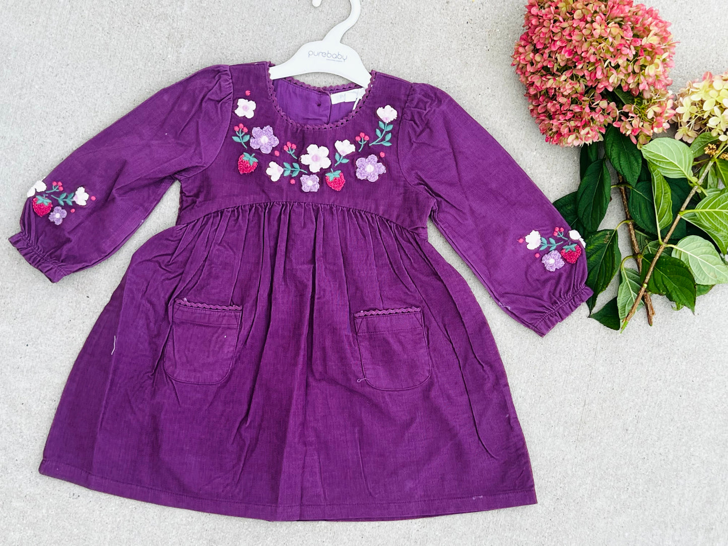 Purple Corduroy Strawberry Dress