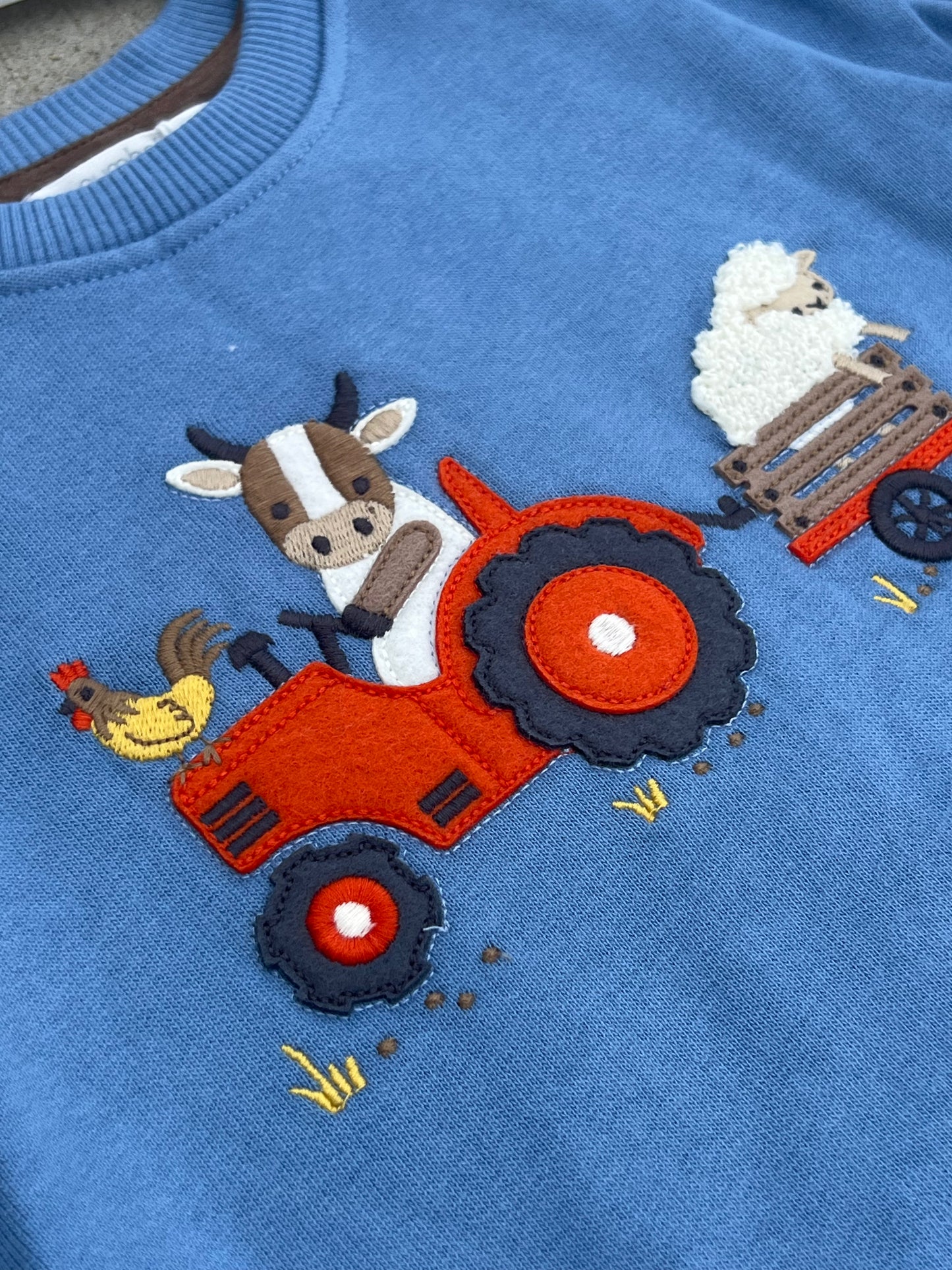 Blue Applique Tractor Sweatshirt