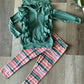 Sage Ruffle Hoodie w/ Stripe Leggings