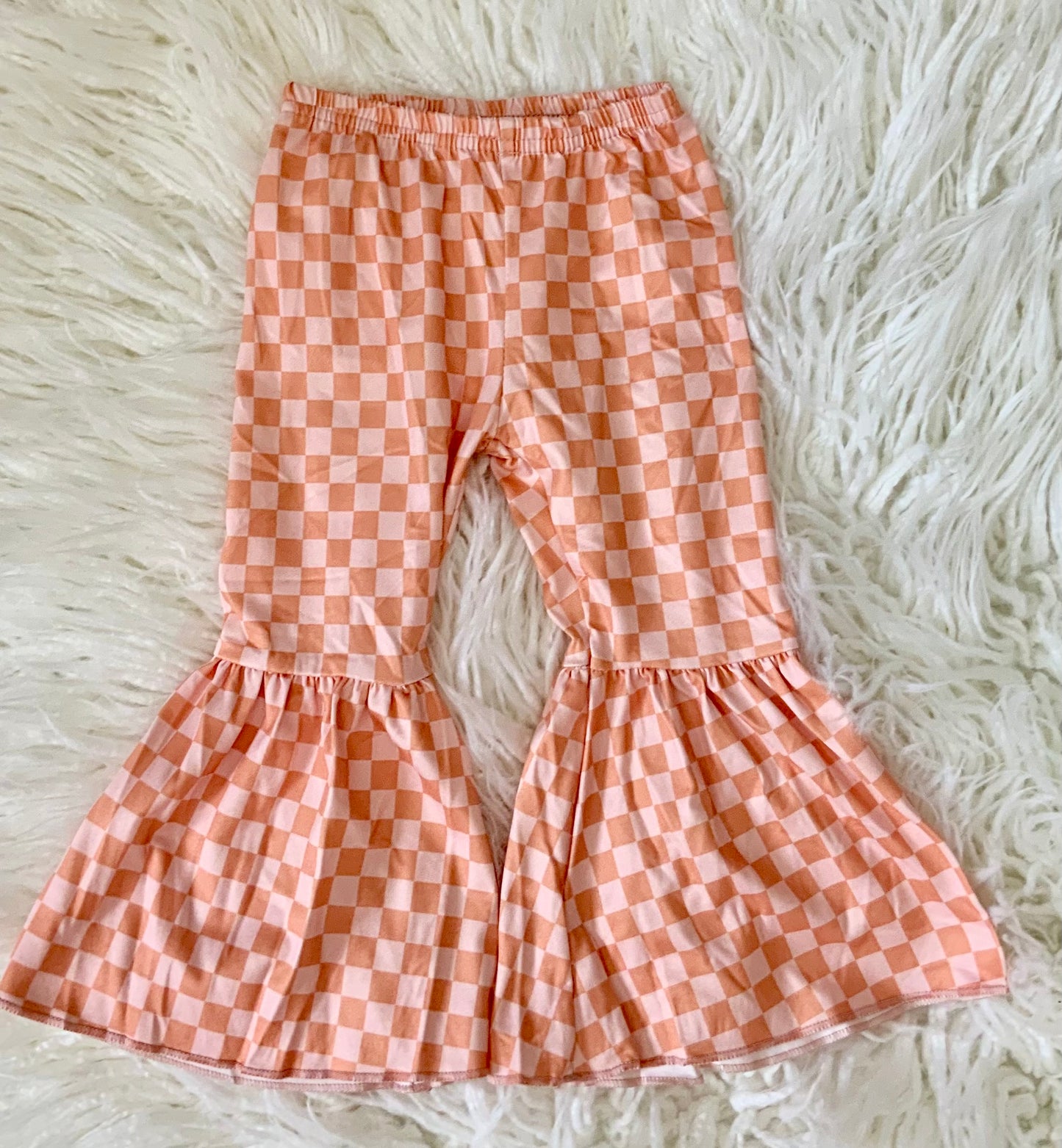 Peach Check Bell Pants