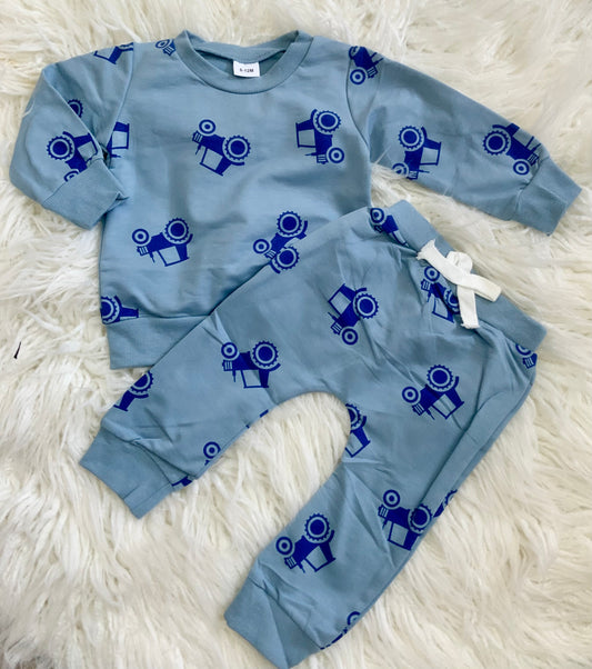 Blue Tractor Jogger Set