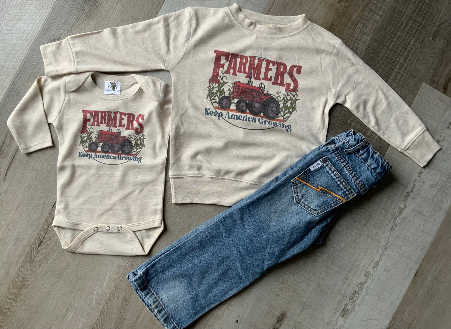 Farmers Keep America Growing Long Sleeve Top RED