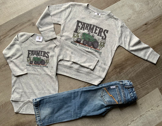 Farmers Keep America Growing Long Sleeve Top GREEN