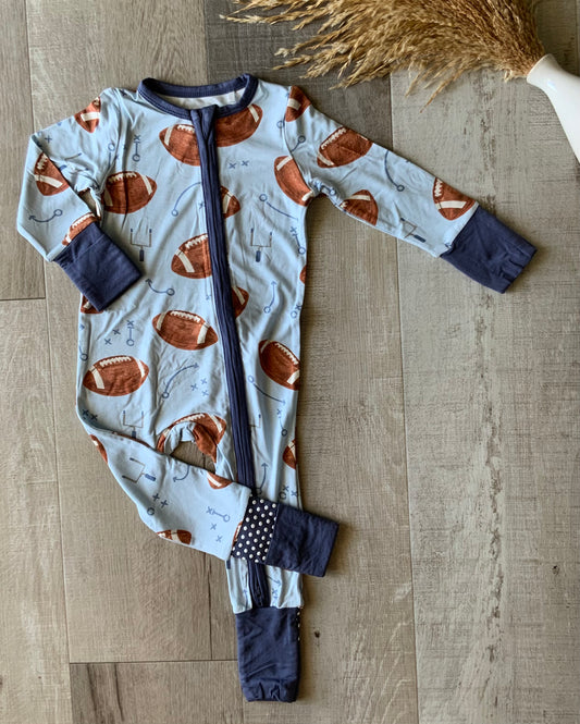 Blue Football Zipper Pjs