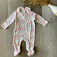 Farm Toile Pink Smocked Footie