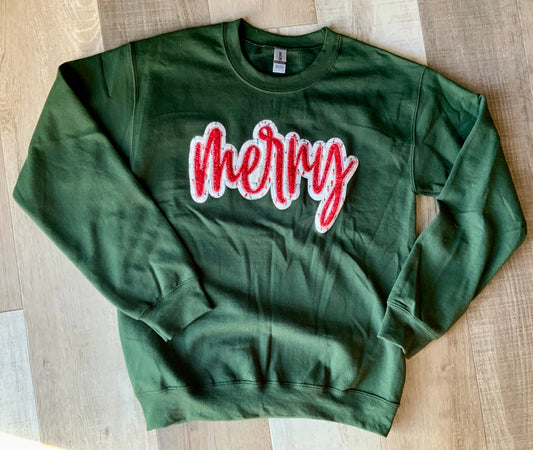 Green MERRY Sequence Crewneck Sweatshirt