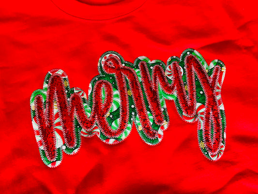 Red MERRY Sequence Crewneck Sweatshirt