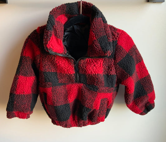 Red Plaid Sherpa Pullover