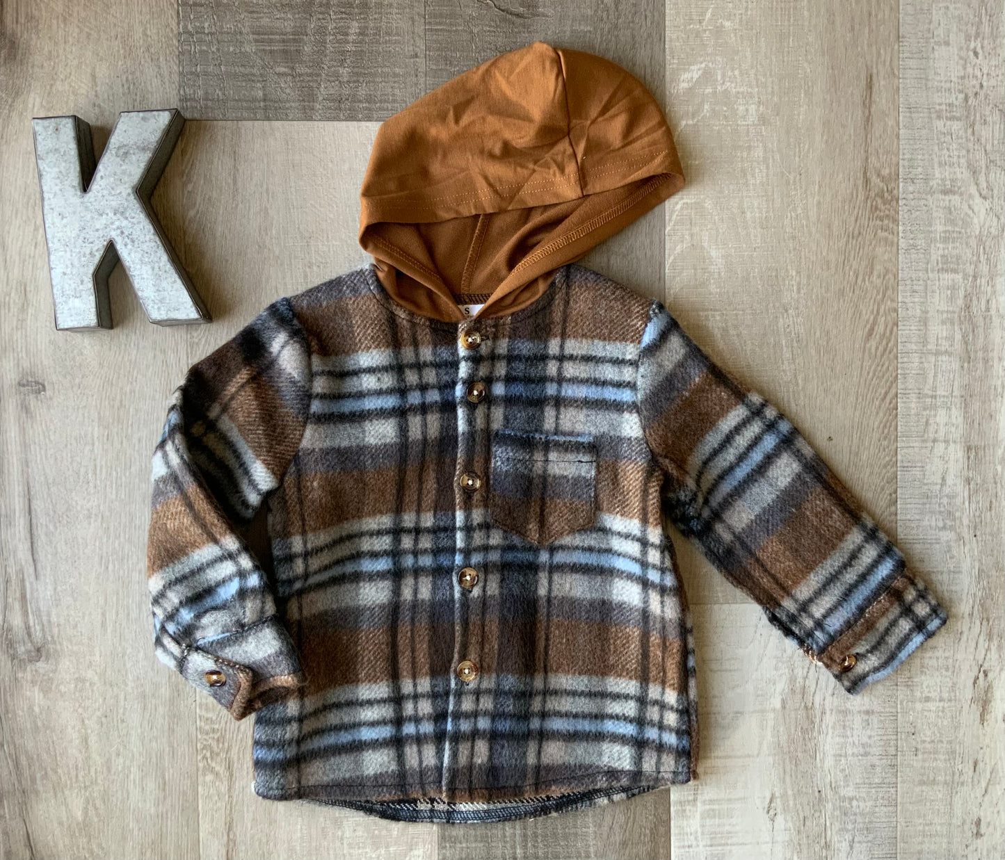 Brown Hooded Flannel