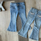 Light Wash  Flare Denim w/ Detailed Pocket