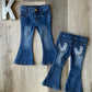 Dark Wash  Flare Denim w/ Detailed Pocket