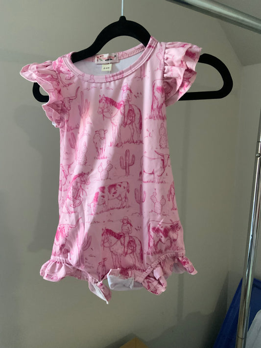 Pink Western Romper