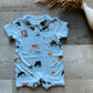 Cow Cutie Blue Polo Romper