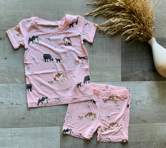 Cow Cuties Pink Shorts Lounge Set