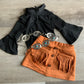 Tan Pocket Suede Skirt