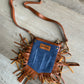 Denim Leather Fringe Kids Crossbody