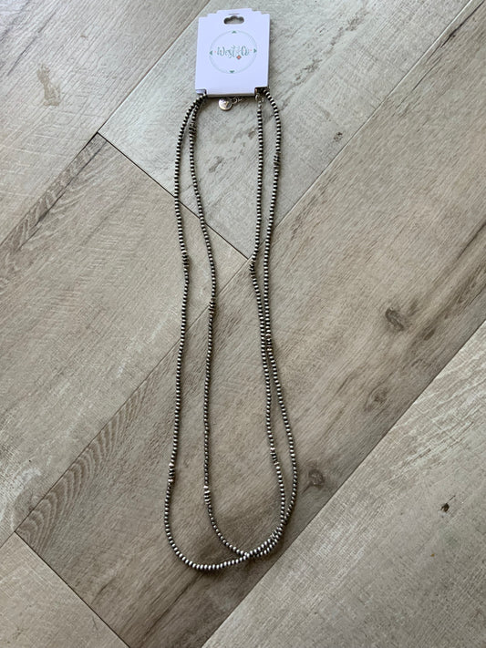 66” Dainty Faux Navajo Pearl Beaded Necklace