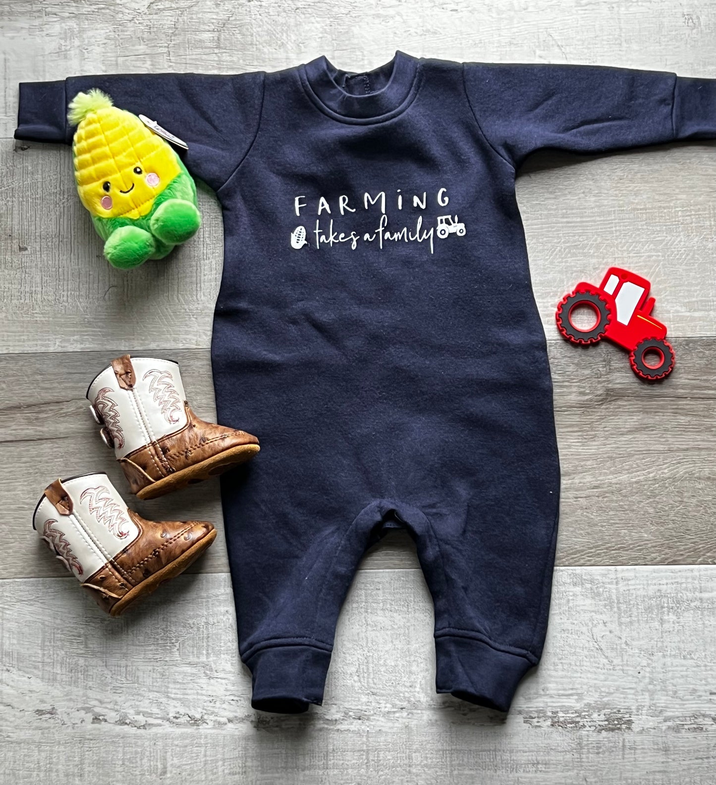 Farming Takes a Family Navy Romper