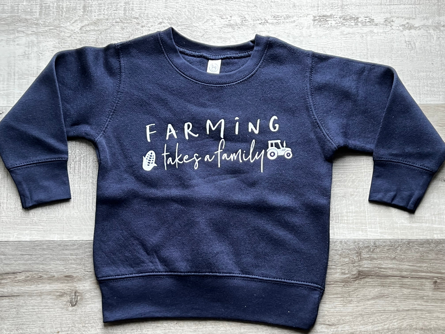 Farming Takes a Family Navy Adult Crewneck Sweatshirt