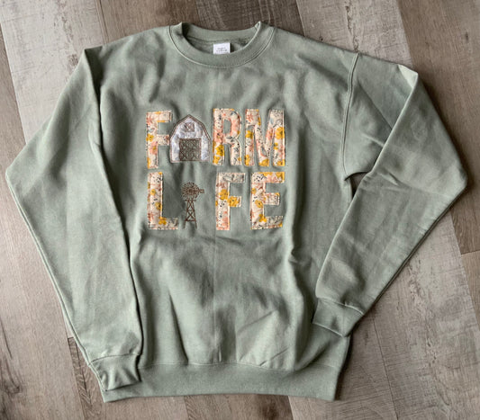 Farm Life Sage Stitched Sweatshirt