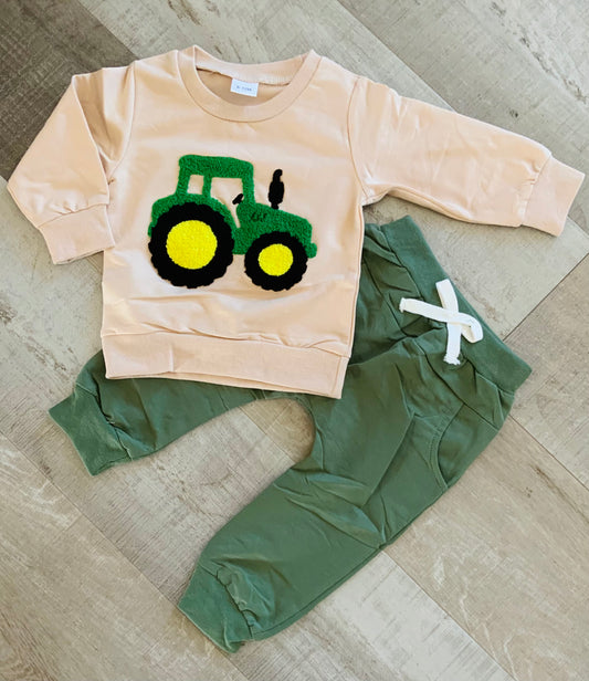 Green 3D Tractor Jogger Set