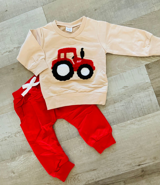 Red 3D Tractor Jogger Set