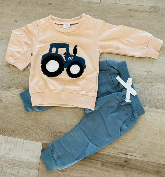 Blue 3D Tractor Jogger Set