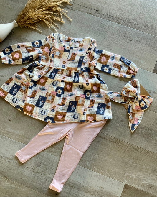 Patchwork Cowgirl Dress w/ Leggings