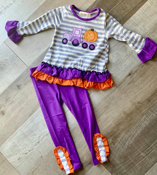 Purple Haulin Pumpkin Ruffle Outfit