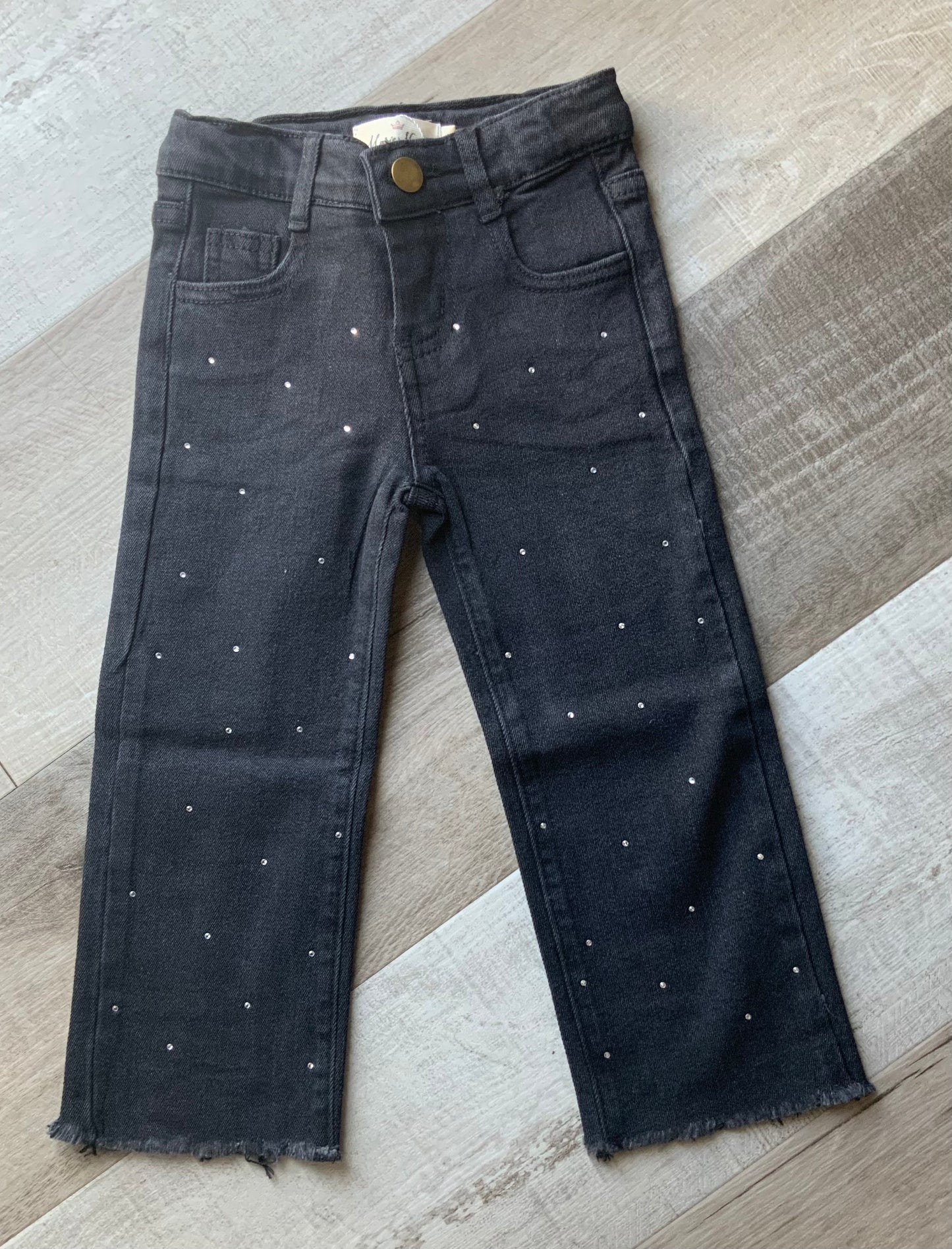Black Sparkle Straight Leg Denim
