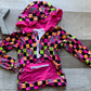 Neon Lightening Bol Checkered Hoodie