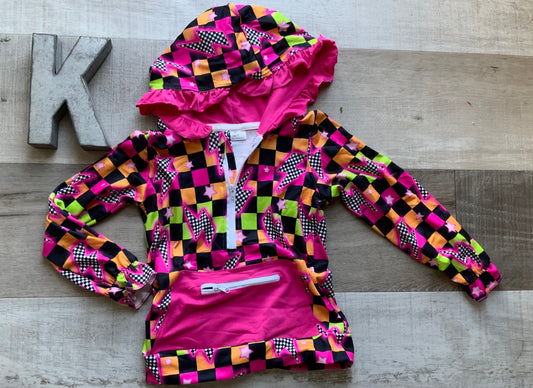 Neon Lightening Bol Checkered Hoodie
