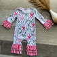 Whimsical Winter Candy Cane Ruffle Romper