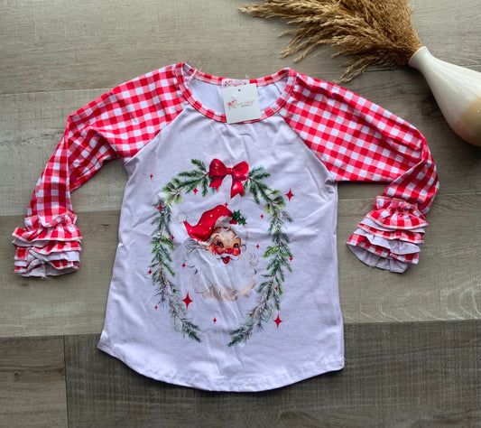 Plaid Santa Raglan Top