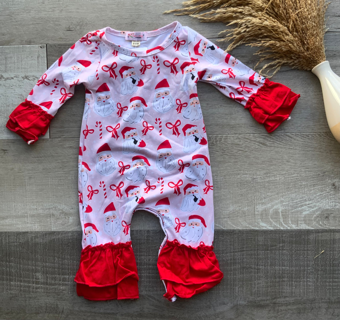 Twinkle Santa Bows Ruffle Romper