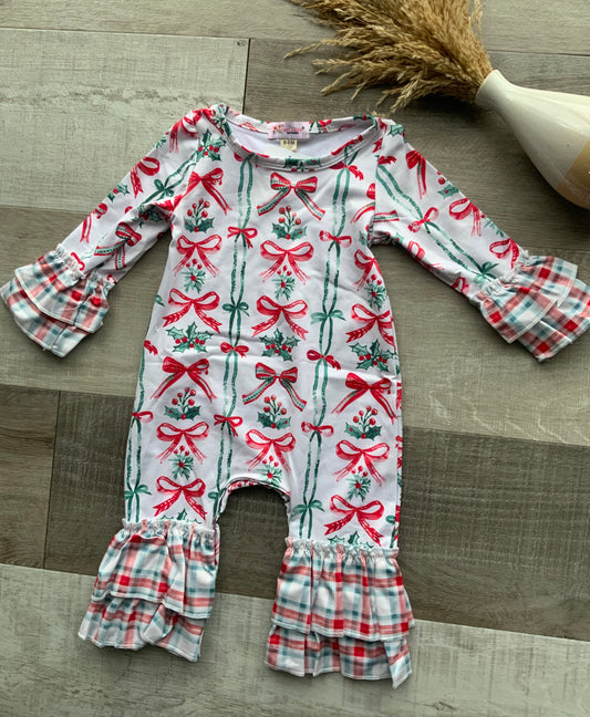 Berry Merry Bows Ruffle Romper