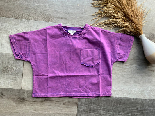 Purple Washed Raw Edge T-Shirt