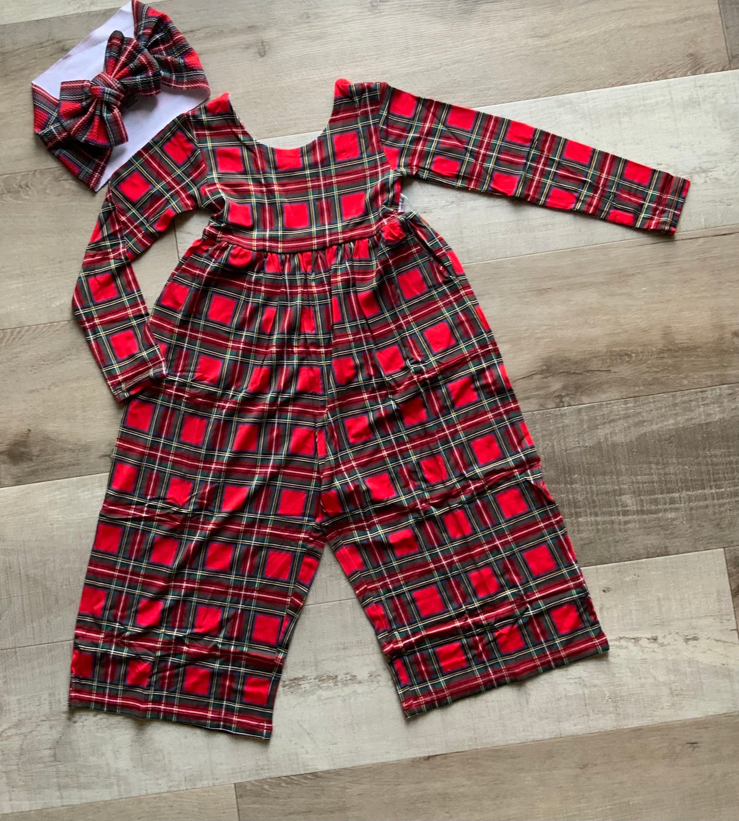 Holland Christmas Plaid Wide Leg Romper