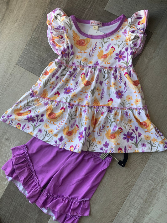 Flock & Flower Shorts Set