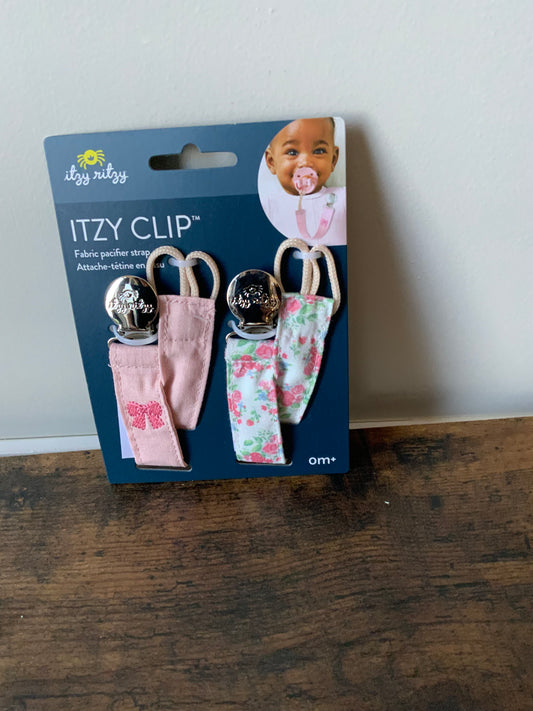 Itzy Clip Fabric Paci Strap-Bow