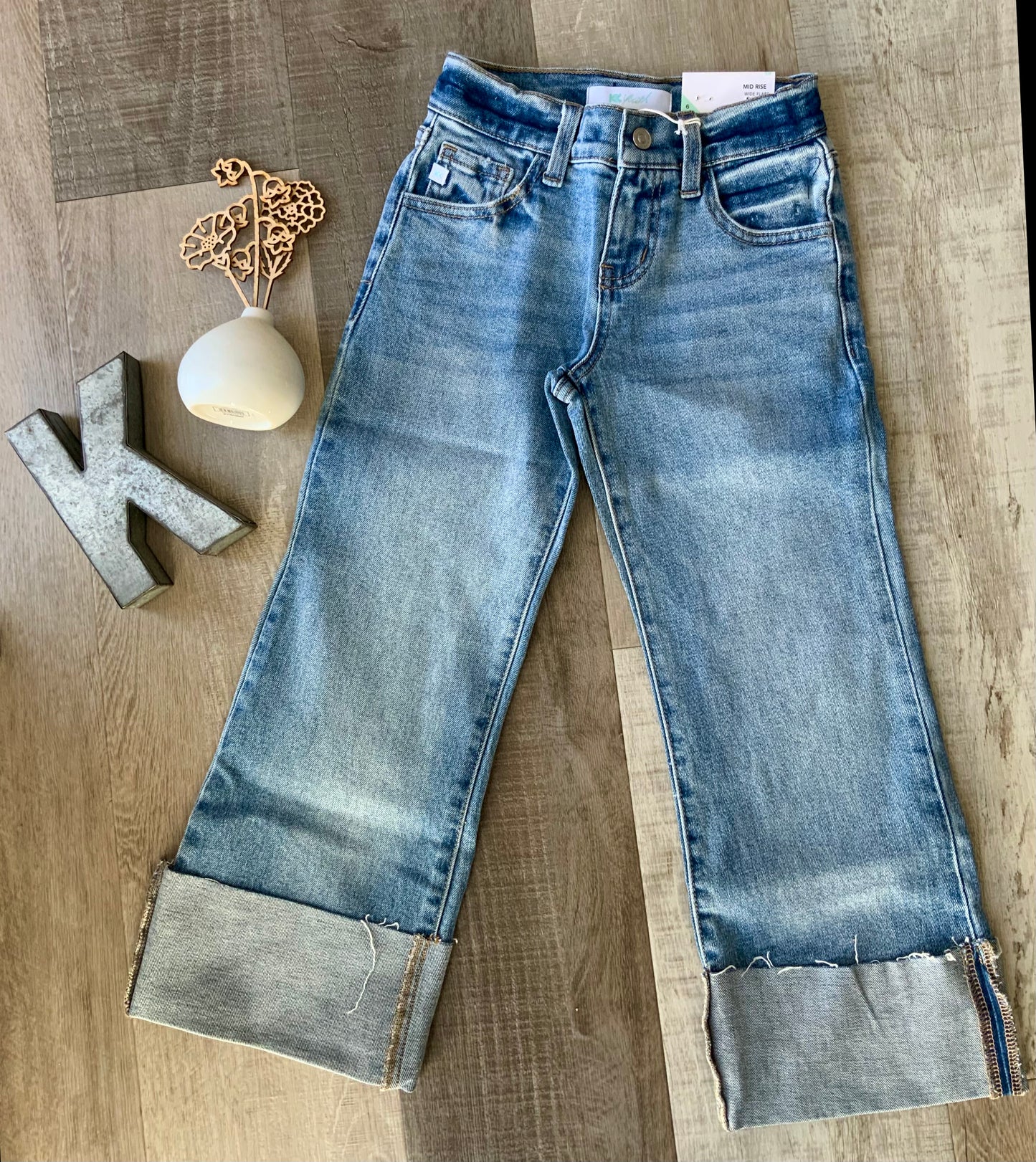Mid Rise Wide Flare Jeans by KanCan