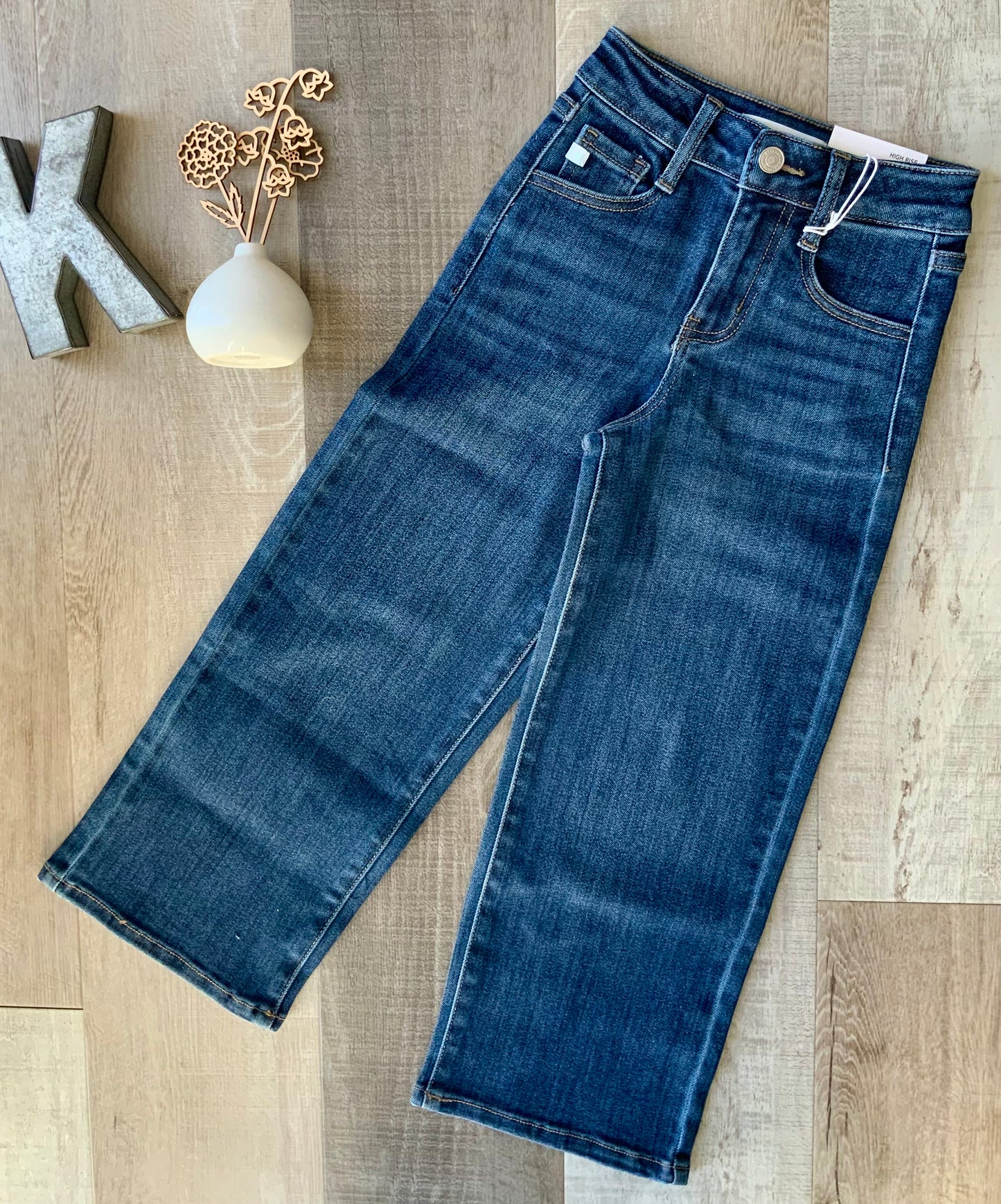 Youth Dark Wash High Rise Wide Leg Jeans by KanCan