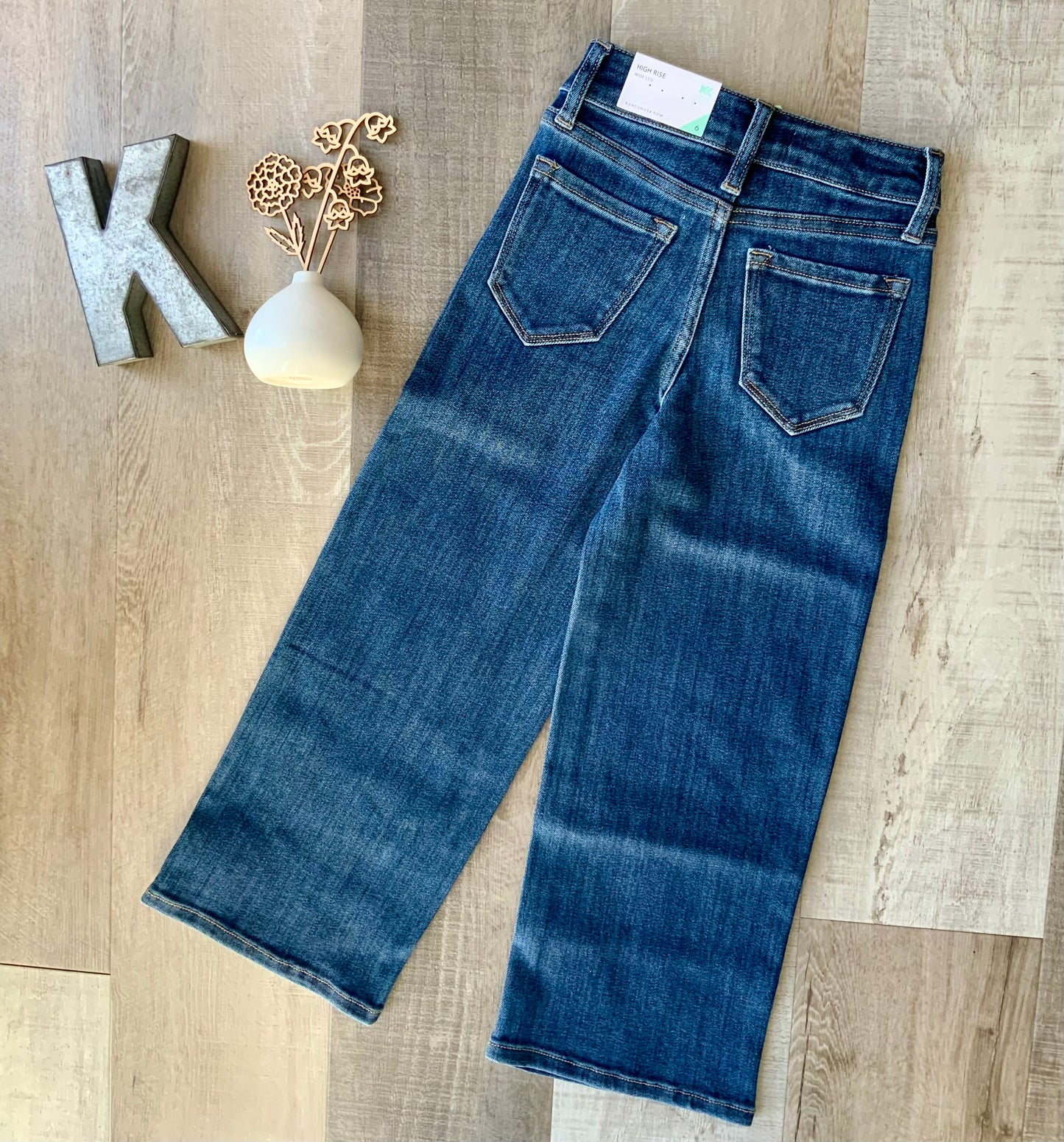Youth Dark Wash High Rise Wide Leg Jeans by KanCan
