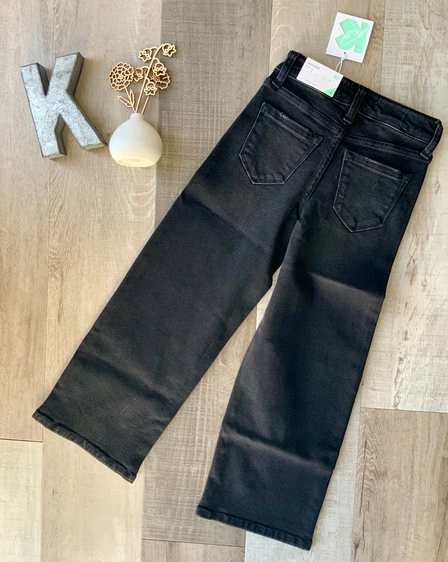 Youth High Rise Black Wide Leg Jeans by KanCan