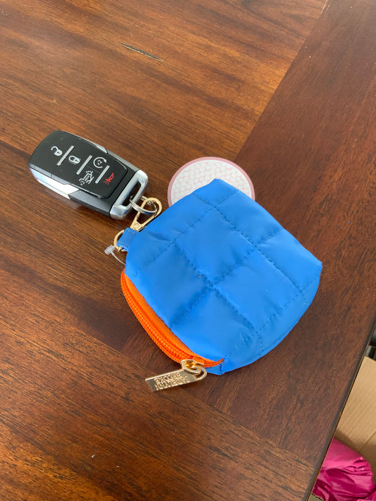 Mini Puffer Case Blue/Orange Keychain