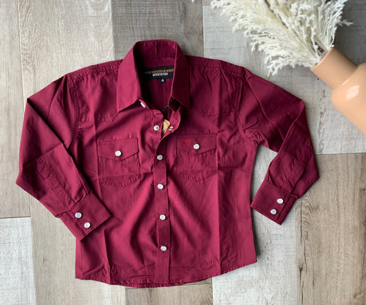 Solid Burgundy Pearl Snap