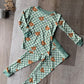 Teddy Bear Sage Check 2 Piece Pjs