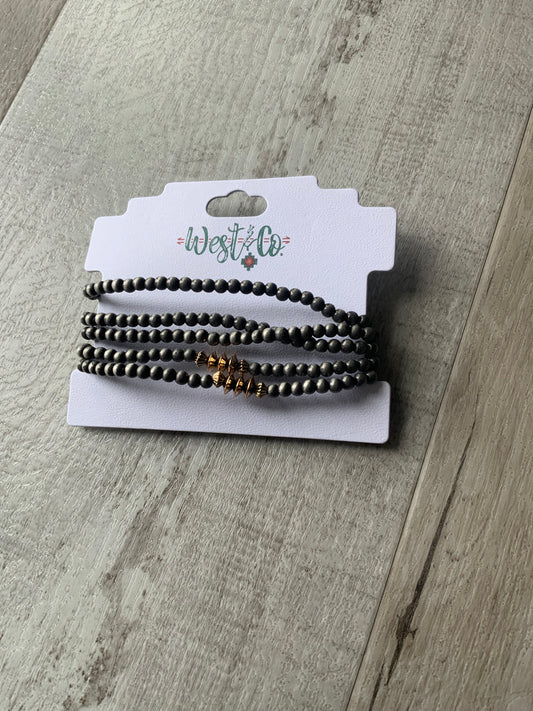 6 Strand Bracelet w/ Gold Disk